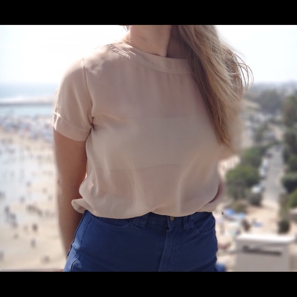 American Apparel sheer tan top size Small